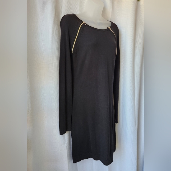 Seraphine Black Long Sleeve Maternity Sweater Dress Size 6 With Gold Accents - Picture 4 of 6